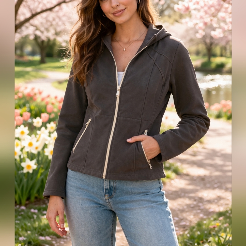 Jessica Simpson Black Hooded Jacket – Women’s Size S – Lightweight Spring